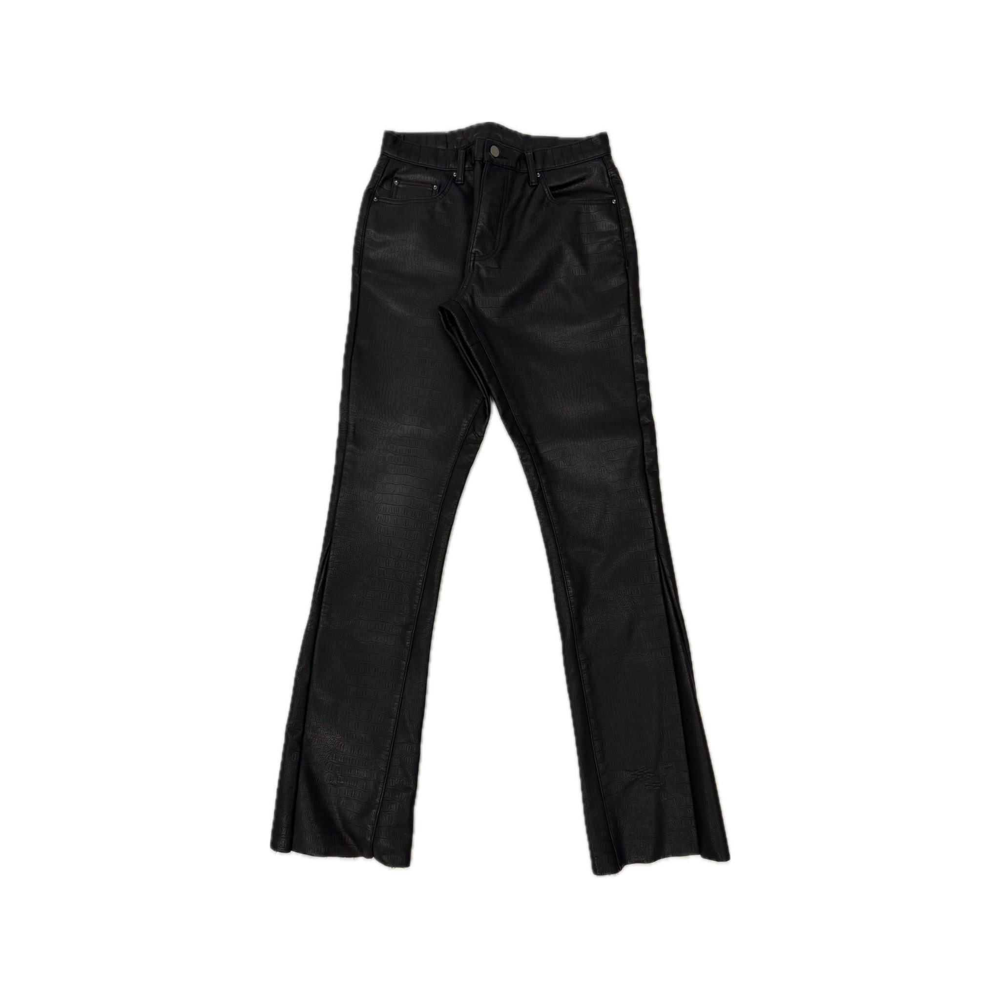 MNML.LA CROCODILE LEATHER FLARED PANTS