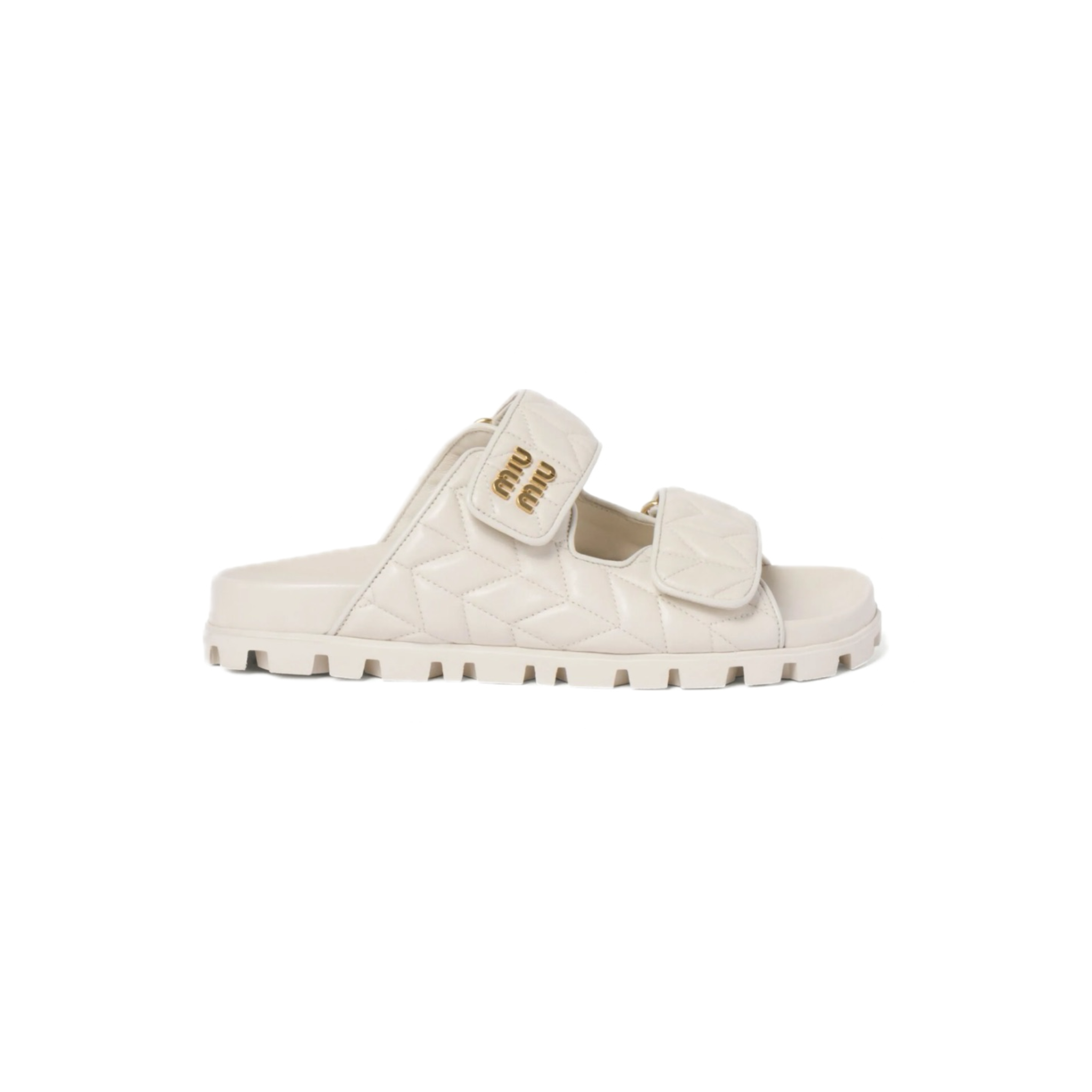 MIU MIU NAPPA DOUBLE STRAP SLIDES